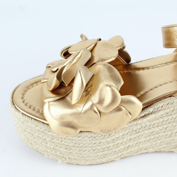 NEW Valentino Garavani Atelier 03 Rose Metallic Leather Espadrilles Sandals - Picture 11 of 16